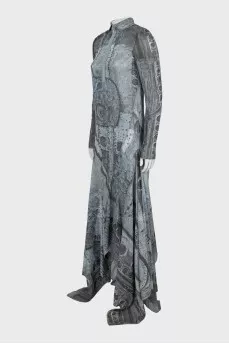 Maxi dress with asymmetrical hem