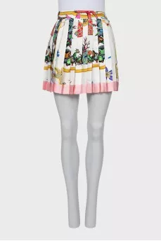 Silk pleated skirt