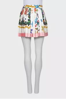 Silk pleated skirt