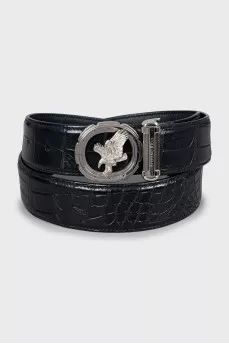 Men's belt with silver buckle
