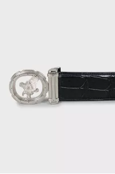 Men's belt with silver buckle