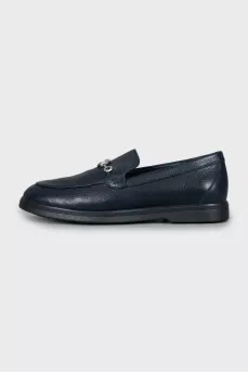 Blue leather loafers