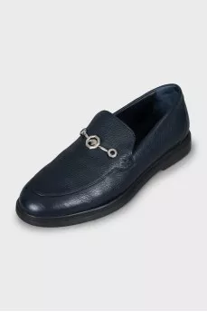 Blue leather loafers