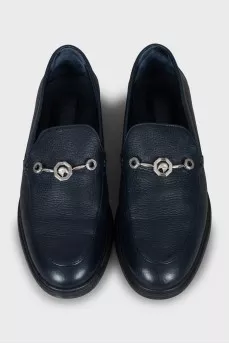 Blue leather loafers