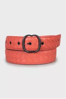 Leather belt decorated with weaving