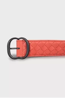 Leather belt decorated with weaving