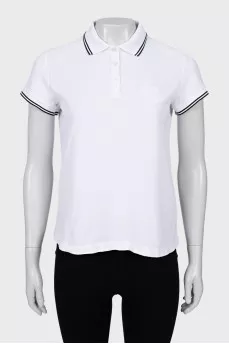 White polo shirt with patch