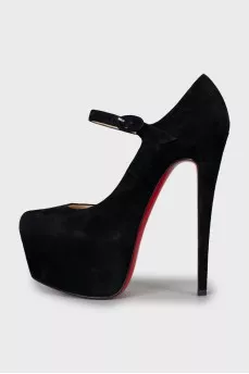 Black suede stiletto heels