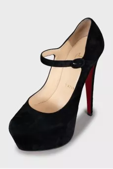 Black suede stiletto heels