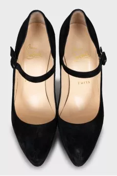 Black suede stiletto heels