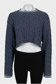 Cropped sweater with textured pattern