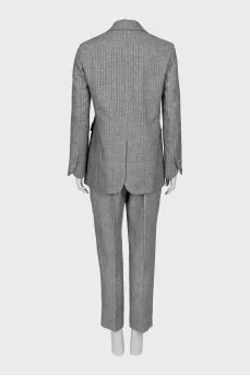 Gray striped suit with tag