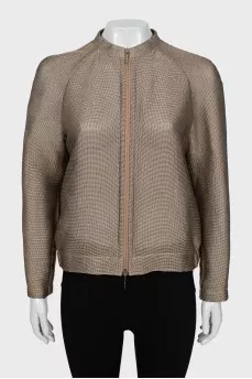 Silk oversized jacket with zipper