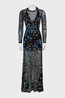 Mesh sequin maxi dress