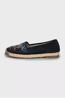 Suede espadrilles with decor
