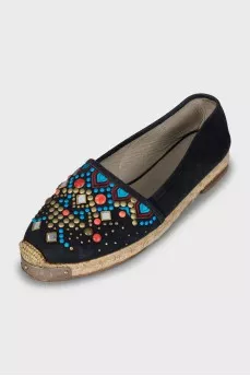 Suede espadrilles with decor