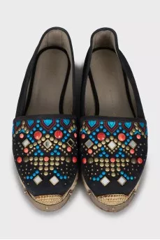 Suede espadrilles with decor