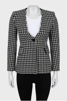 Fitted jacket in houndstooth print