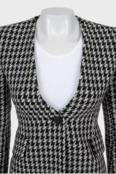 Fitted jacket in houndstooth print