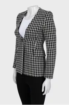 Fitted jacket in houndstooth print