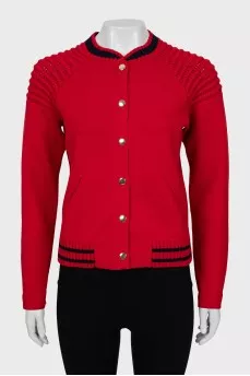 Knitted bomber jacket with buttons