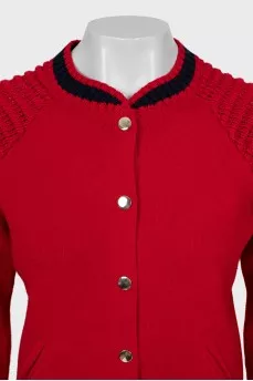 Knitted bomber jacket with buttons