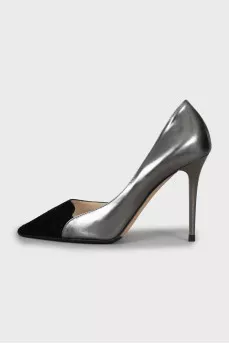 Leather and suede stiletto heels