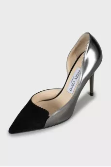Leather and suede stiletto heels