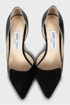 Leather and suede stiletto heels
