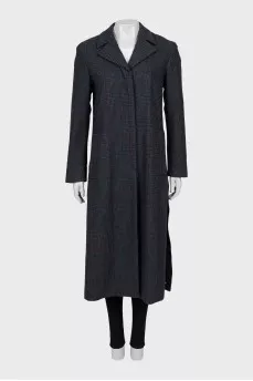 Checkered straight cut coat