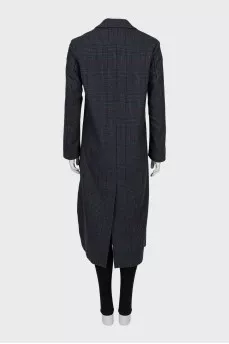 Checkered straight cut coat