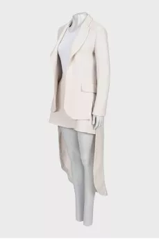 Beige suit with tailcoat and skirt