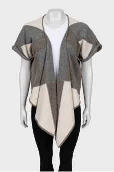 Asymmetrical Checked Cardigan