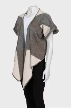 Asymmetrical Checked Cardigan