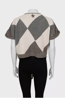 Asymmetrical Checked Cardigan