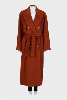 Double-breasted coat with belt