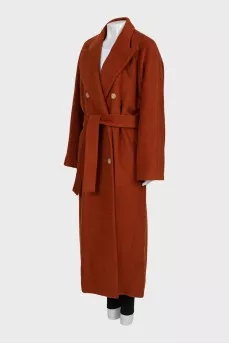 Double-breasted coat with belt