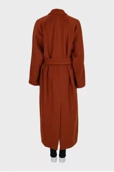 Double-breasted coat with belt
