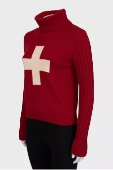 Red turtleneck sweater
