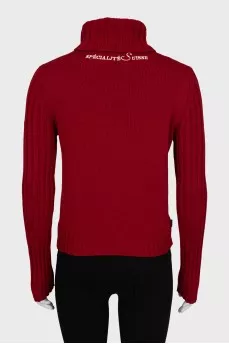 Red turtleneck sweater