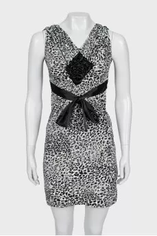 Animal Print Dress with Tie
