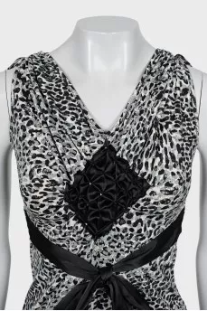 Animal Print Dress with Tie