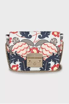 Leather crossbody bag with brand logo