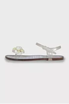 Silicone sandals with brand logo