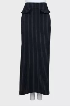 Striped Wool Maxi Skirt