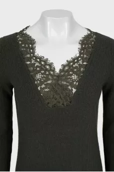 Knitted dress with a deep neckline