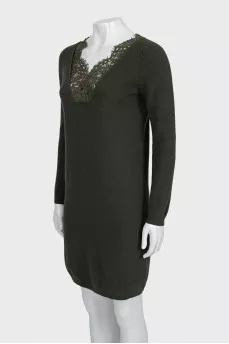 Knitted dress with a deep neckline