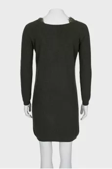 Knitted dress with a deep neckline