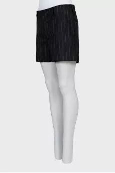 Striped wool shorts