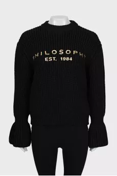 Wool sweater with text print